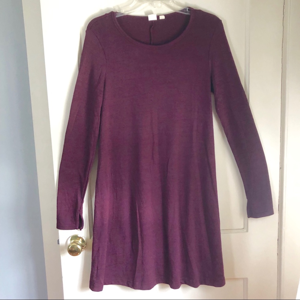 GAP Long Sleeve Swing Dress in Plum